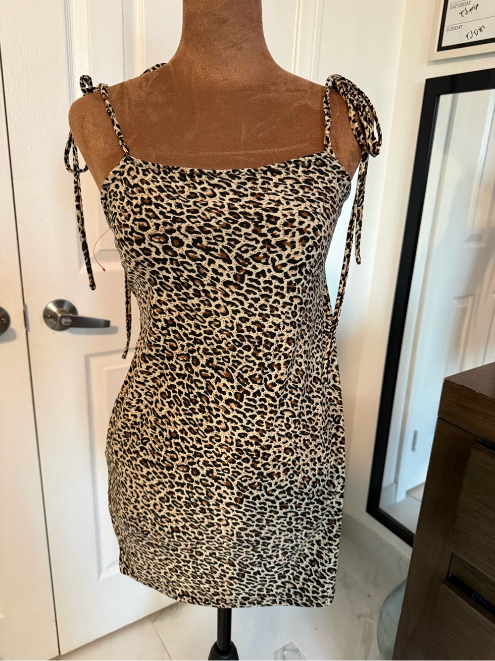 Leopard Print Slip Dress - Neutral Spot Pattern